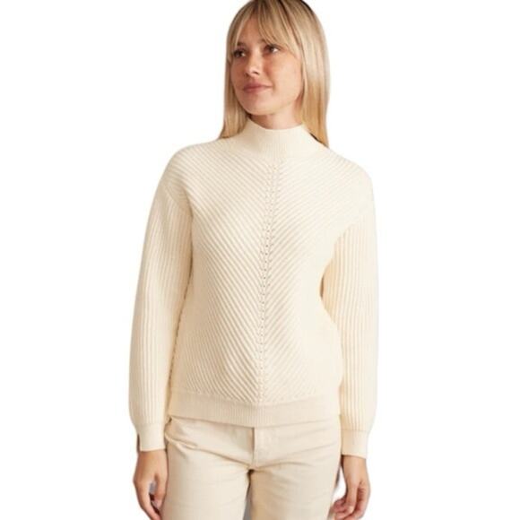 NWT Marine Layer Skylar Ivory Wool Blend Turtleneck Sweater Size XL - Picture 11 of 11